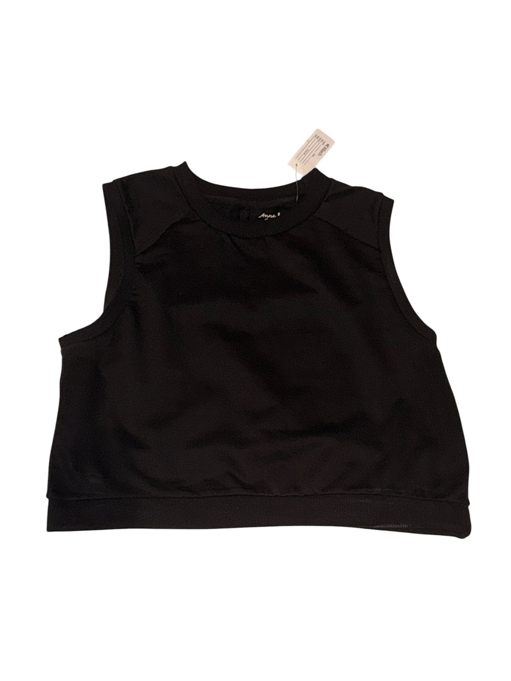 Anna & Ava Sleeveless Black Crop Activewear Sweat Tank Top XL NWT